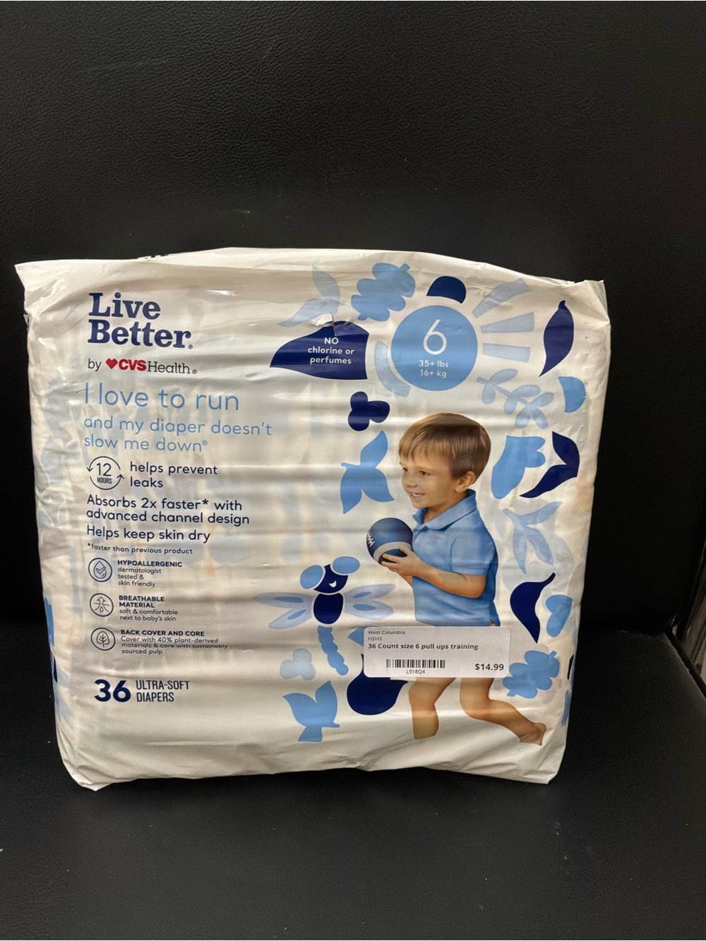 Live Better Blue Toddler Diapers - Size 6, 36 Count
